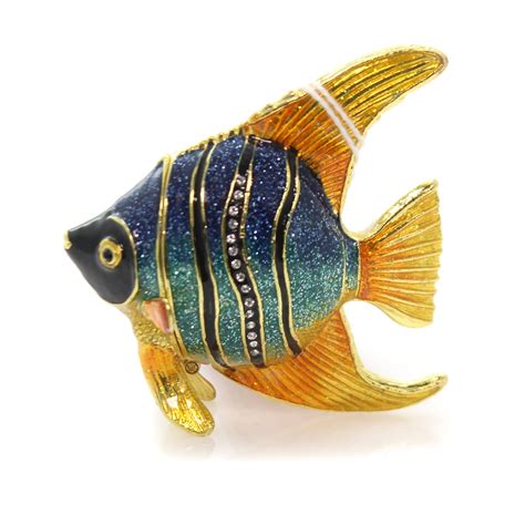 wooden box with metal fish on lid|Amazon.com: Trinket Box Fish.